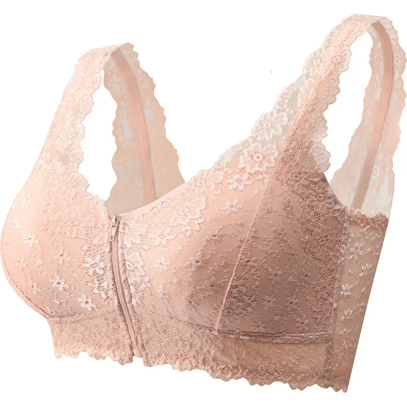 Front Zipper Push Up Bra Full Cup Sexy Lace Bras For Women Top