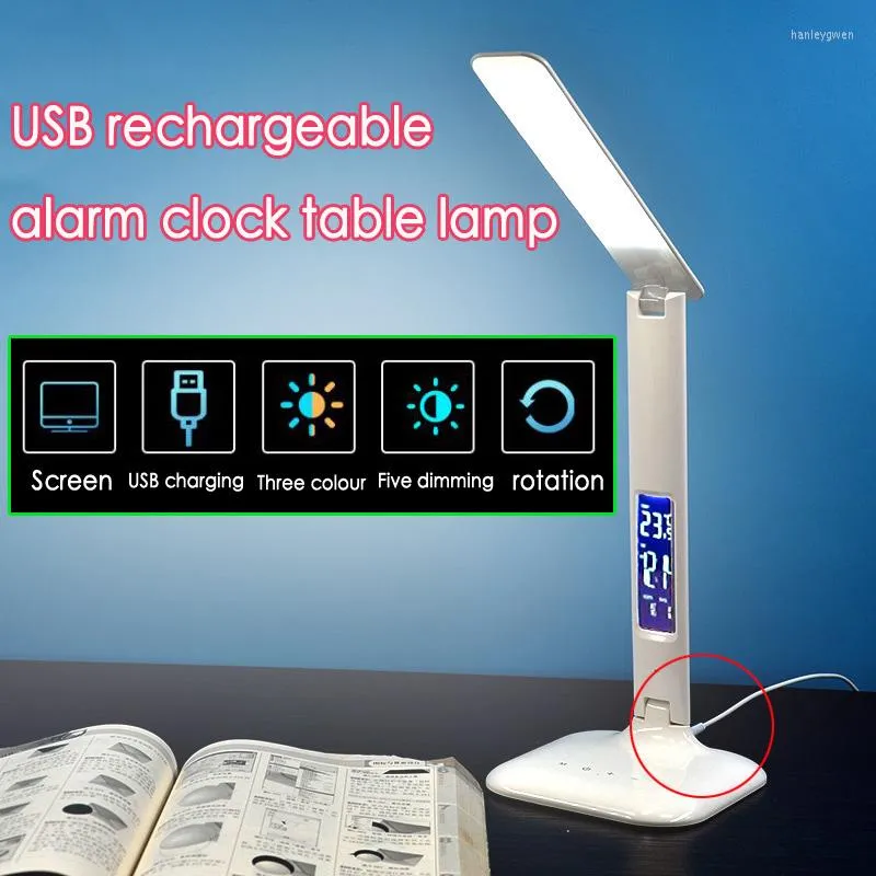 Table Lamps Led Desk Clock Folding Touch Screen Smart Lamp Usb Rechargeable Wireless Reading Home Office Desks Lighting Night Light
