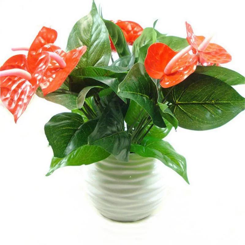 Dekorativa blommor kransar 32 cm simulering Anthurium Green Plant Wedding Diy Home Outdoor El Office Party Garden Pography Holiday Decorati