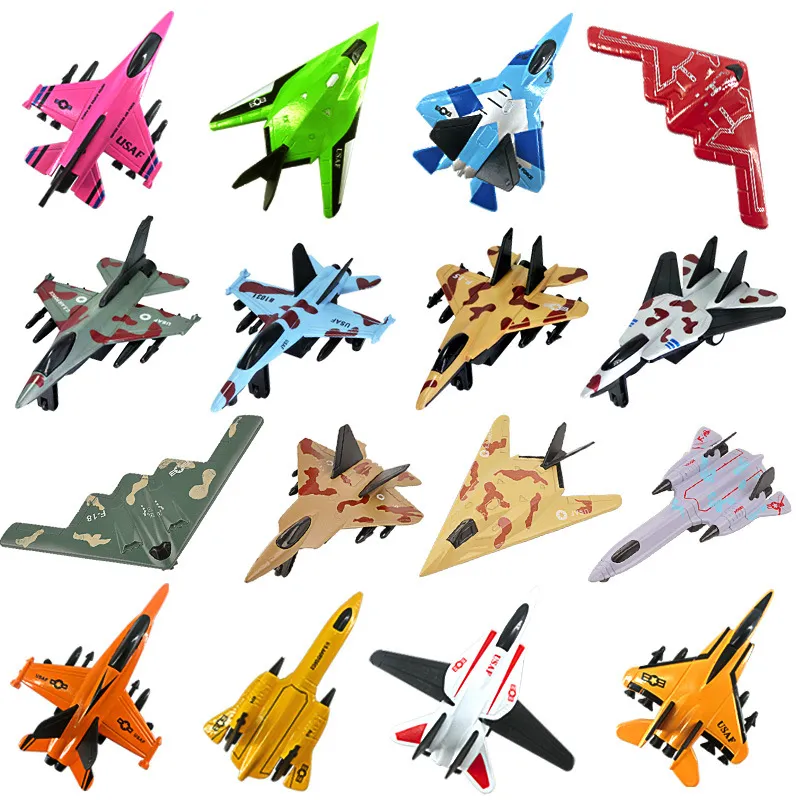 16 Styles Simulation Fighter Aircraft Model Toy Alloy Metal Pull Back Cars Baby Toys Warplane Flight Models Ornaments Decorations