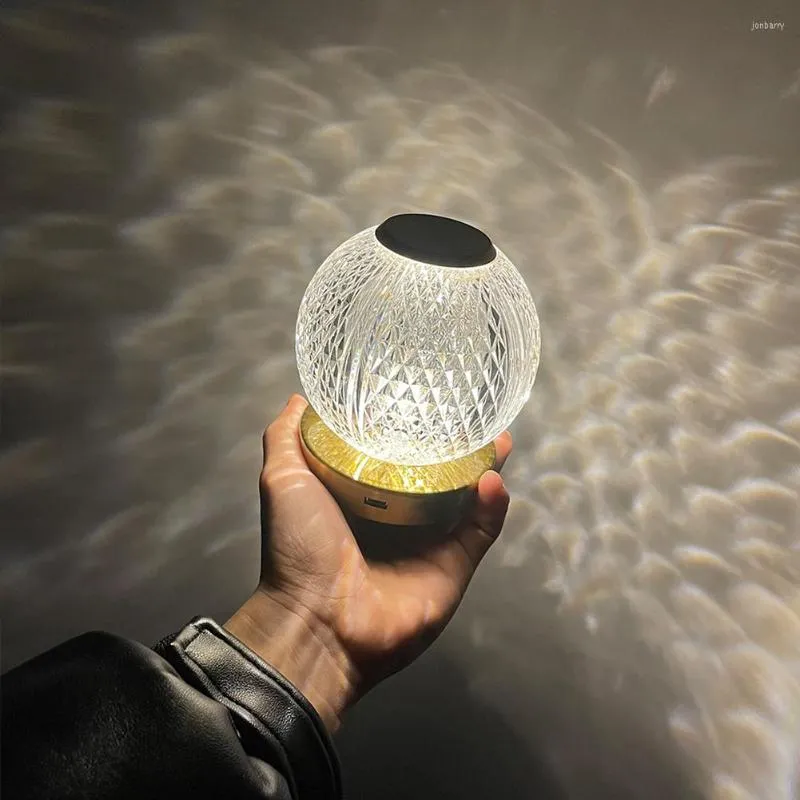 Cordless Dimmable Acrylic Crystal LED Bedside Lamps Kmart With USB