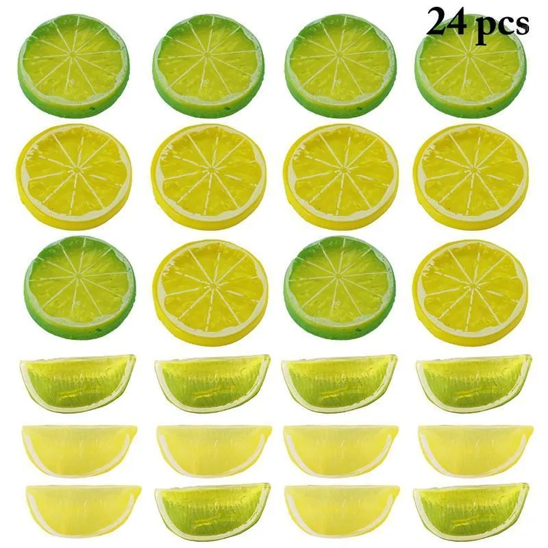 Party Decoration 24PCS Artificial Fruits Decorative Simulation Slice Fake Block Pography Props Wedding Ornaments Home Decor