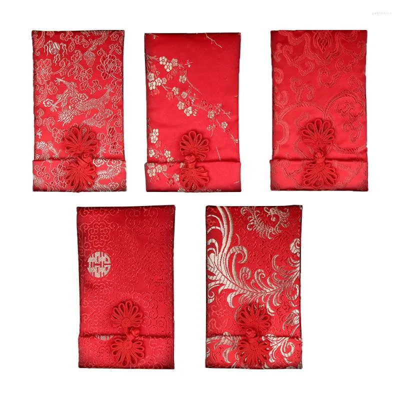 Geschenkwikkeling 5 pc's bruiloft enveloppen Jaar geldzak Red Chinese envelop geschenken Geschenken portemonnee