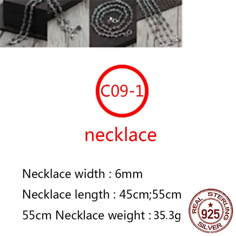 C09-1 S925 Collana in argento sterling Personalizzato Moda Punk Hip Hop Stile Versatile Croce Fiore Testa di teschio Lettera Forma Regalo per amante