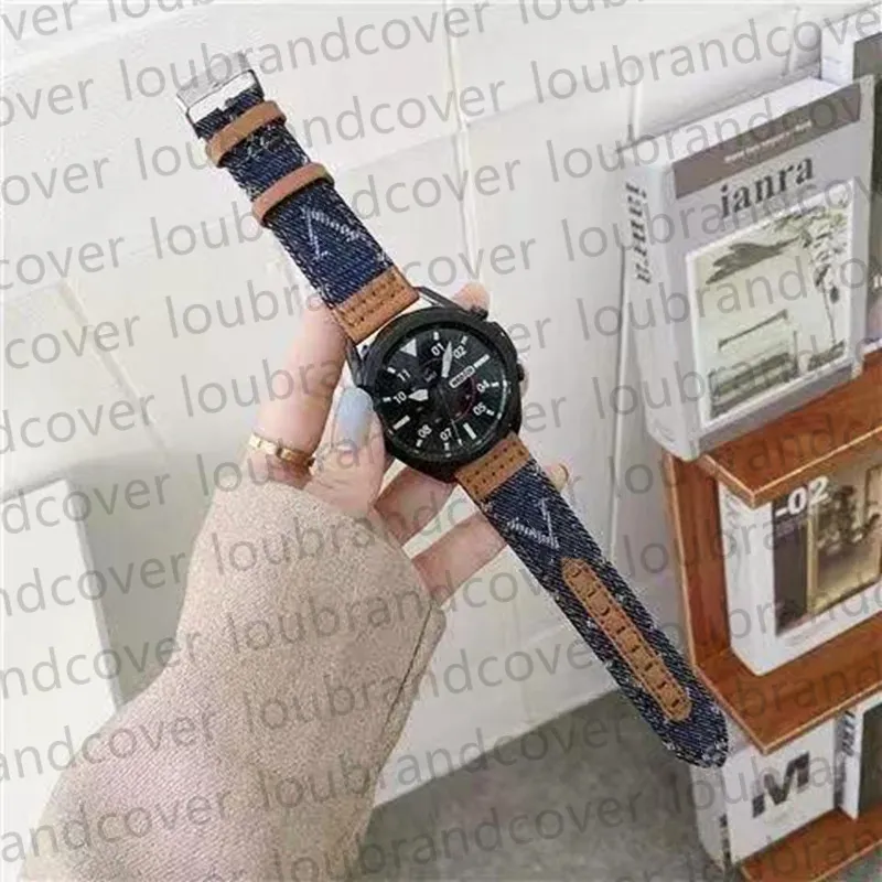 20mm 22mm Designer Denim Watch Band for samsung galaxy watch 5 4 bands 40mm 44mm 42mm 46mm Active 2 correa Gear S3 Bracelet Original Monogram Replacement Smart Straps