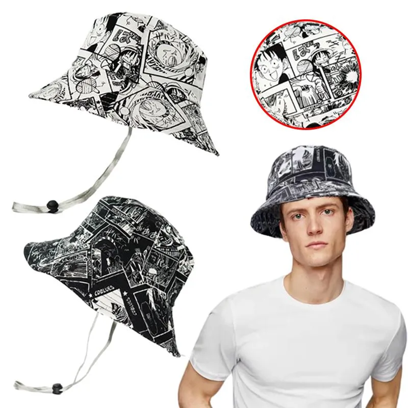 Berets 2023 Summer Anime Panama Bucket Hat For Women Men Cotton Fisherman Hats Sun Beach Bob Cap Fashion Outdoor Camping Headwear