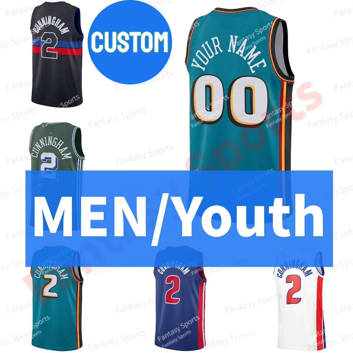 Personnalisé 2 Cade Cunningham Basketball Jersey Jaden Ivey Bojan Bogdanovic Saddiq Bey Jalen Duren Marvin Bagley Stewart Hamidou Diallo Maillots Enfants Hommes