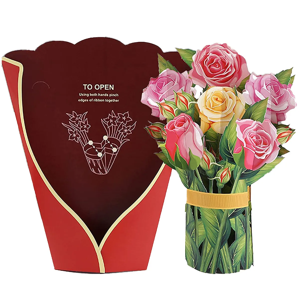 Mothers Day Greeting Card 11 8 Inch 3D Flower Bouquet Pop Up Rose ...