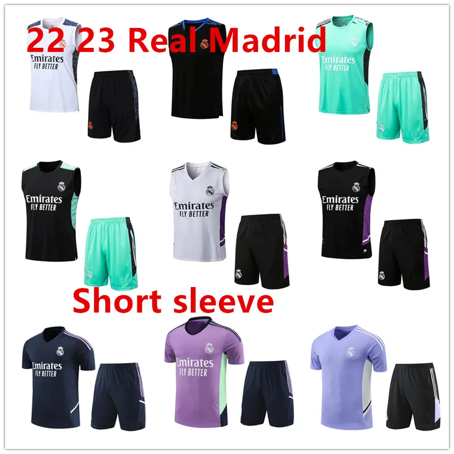 2023 Nouveau real MadridS Ensemble de survêtement à manches courtes Combinaison d'entraînement 22 23 Hommes et enfants Football Manches courtes Chandal Sutbol Survetement