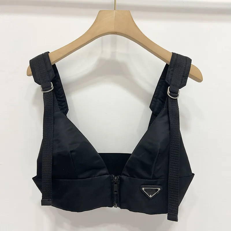 Sexy Femme Réservoirs Sous-Vêtements En Métal Triangle Badge V Profond Denim Sling Tube Tops Cowboy Nylon Vêtements SML