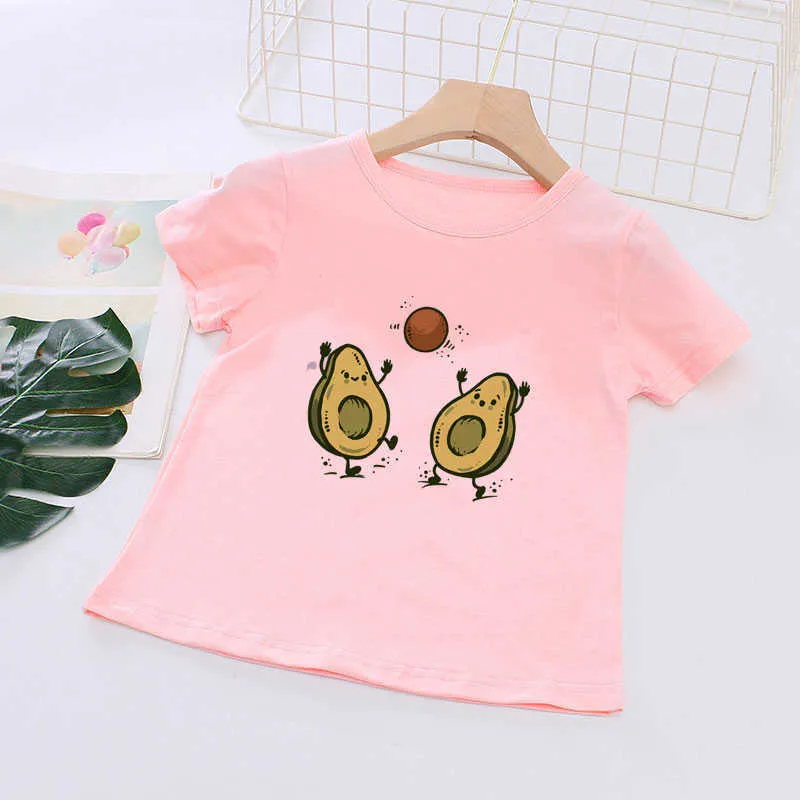 Camisetas novas camisetas de roupas para meninos para meninas novidade abacate kawaii desenho animado verão tshirt menina unissex kids camisa 2 3 4 5 6 7 8 9 anos aa230330