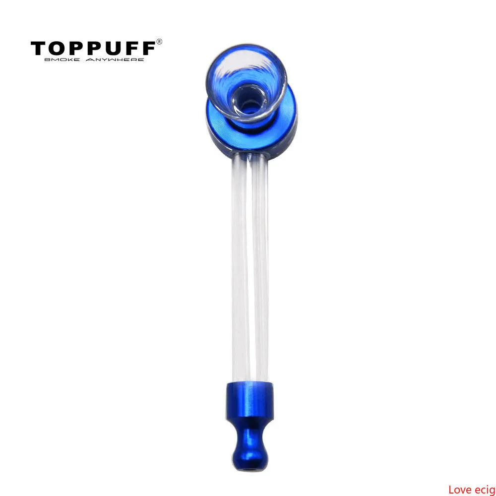 Toppuff Metal Glass Hand Pipe Mini Pipe Billiga Bongs Water Heary Pyrex Spoon Bowl Löstagbar rökning Oljerigg Dab Burner DHL