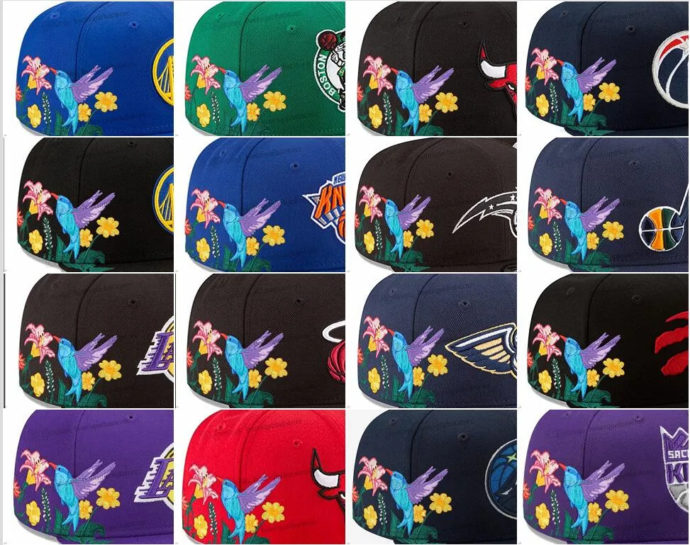 Cappelli snapback da baseball da uomo in 40 colori Classico blu reale Hip Hop Tutte le squadre Basket Sport Cappellini regolabili Chapeau Punto grigio Cuore "Serie" "Fiori di uccelli Ma31-05