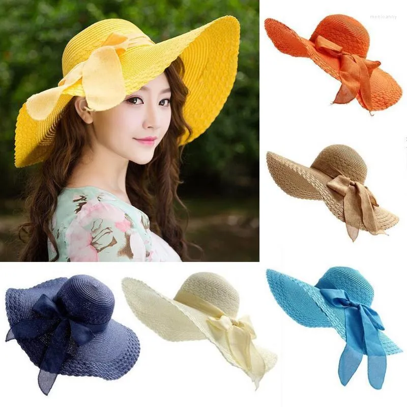 Sombreros de ala ancha Sombrero de playa para el sol Floppy Mujeres Gorra colorida Gran lazo de paja Gorras de béisbol Deporte para hombres Dry FitWide