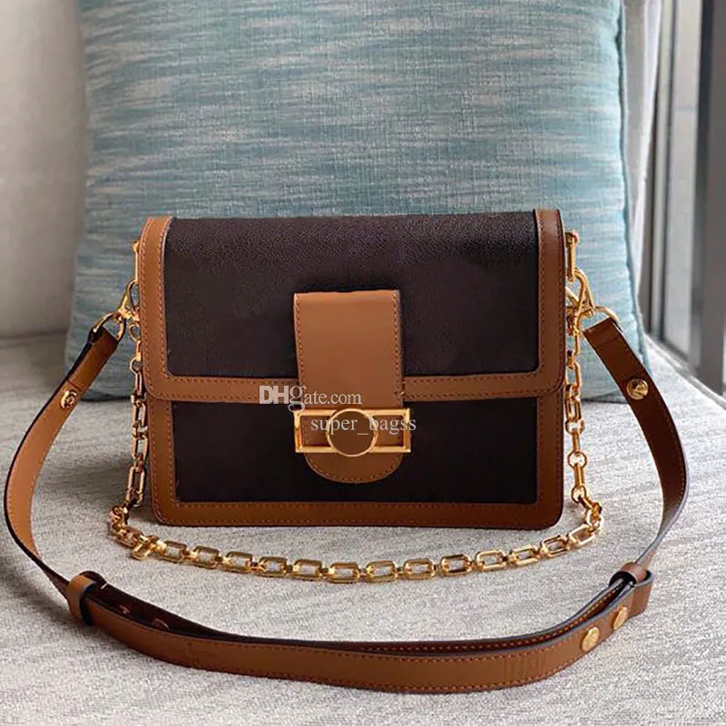 Bolsa de luxo com aba designer bolsa crossbody 25cm bolsa de couro genuíno delicada bolsa de ombro imitação com caixa yl031