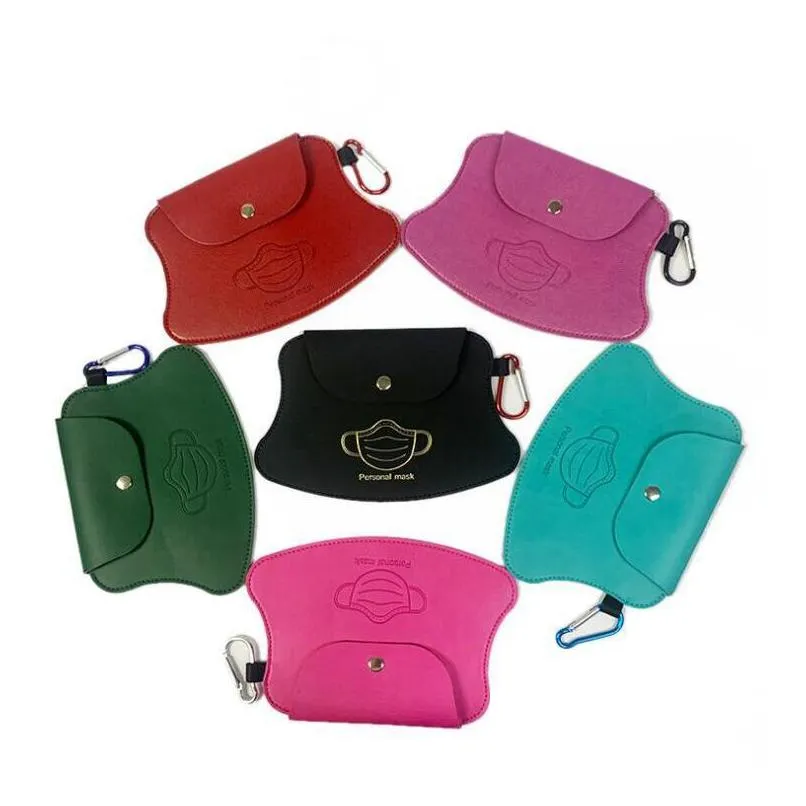 Storage Bags Mask Bag Pu Leather Clip Portable Girls Keyring Holder Protective Masks Organization Dustproof Card Er Accessories Drop Dhthq