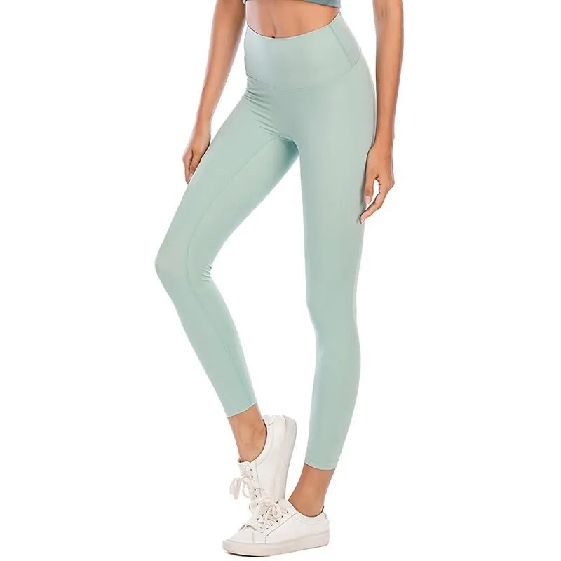 Femmes Yoga Leggings Longue Tenue Nue Sentiment Haute Taille Femme Sport Pantalon Fitness Respirant Entraînement Sans Couture Designer Fille Gym T341N