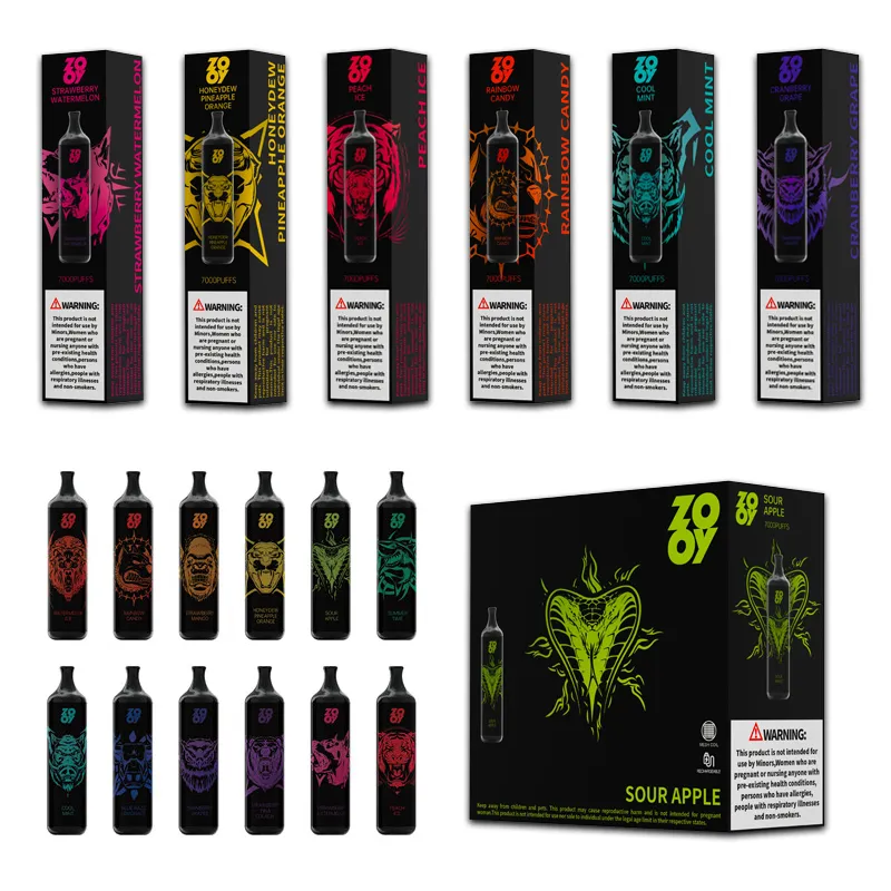 Zooy Bar King Puffs 7000 E Sigaret Disposable Vape Puff 7K Oplaadbale voorgevuld Carttridge Puffbar Randm Tornado Crystal Vaporizer 0% 2% 5% BAR IGET