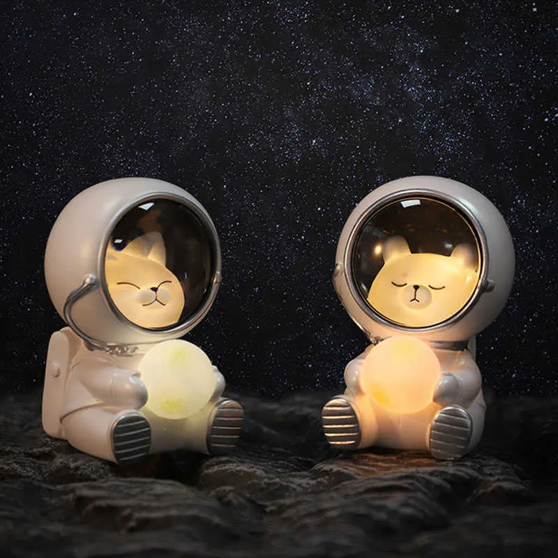 Luces nocturnas LED Astronauta Luz nocturna Galaxy Guardian Mascota Astronauta Lámpara nocturna Dormitorio Decoración USB Carga Espacio Estrella Niños Regalo de cumpleaños P230331