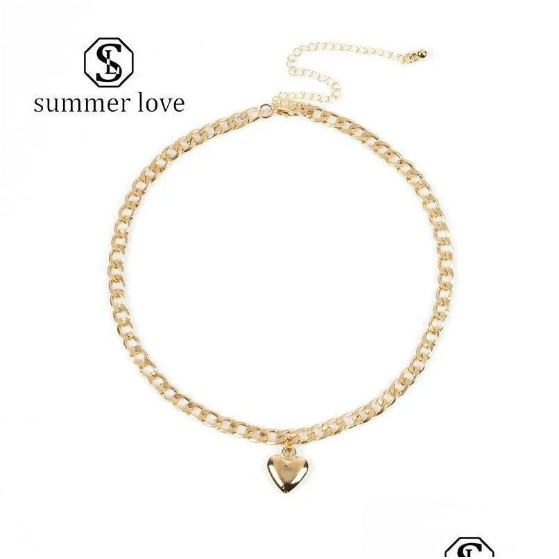 Hanger kettingen Nieuwe mode schattige hart choker ketting voor vrouwen goud sier ketting slot ketting hoge kwaliteit charme love acce dhgarden dhcoj