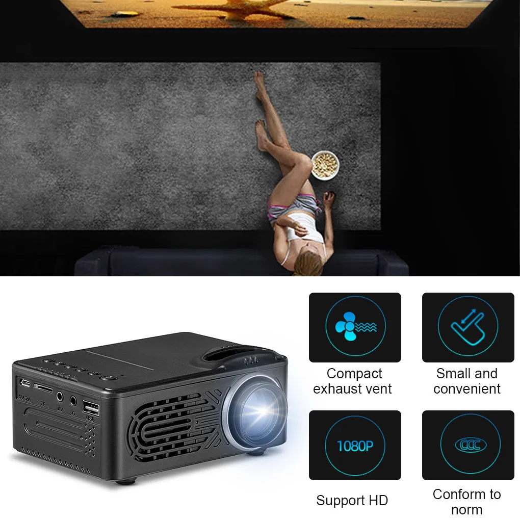 Mini proyector portátil, proyector de películas pequeñas de 30,000 horas  para uso en cine en casa al aire libre con control remoto, compatible con