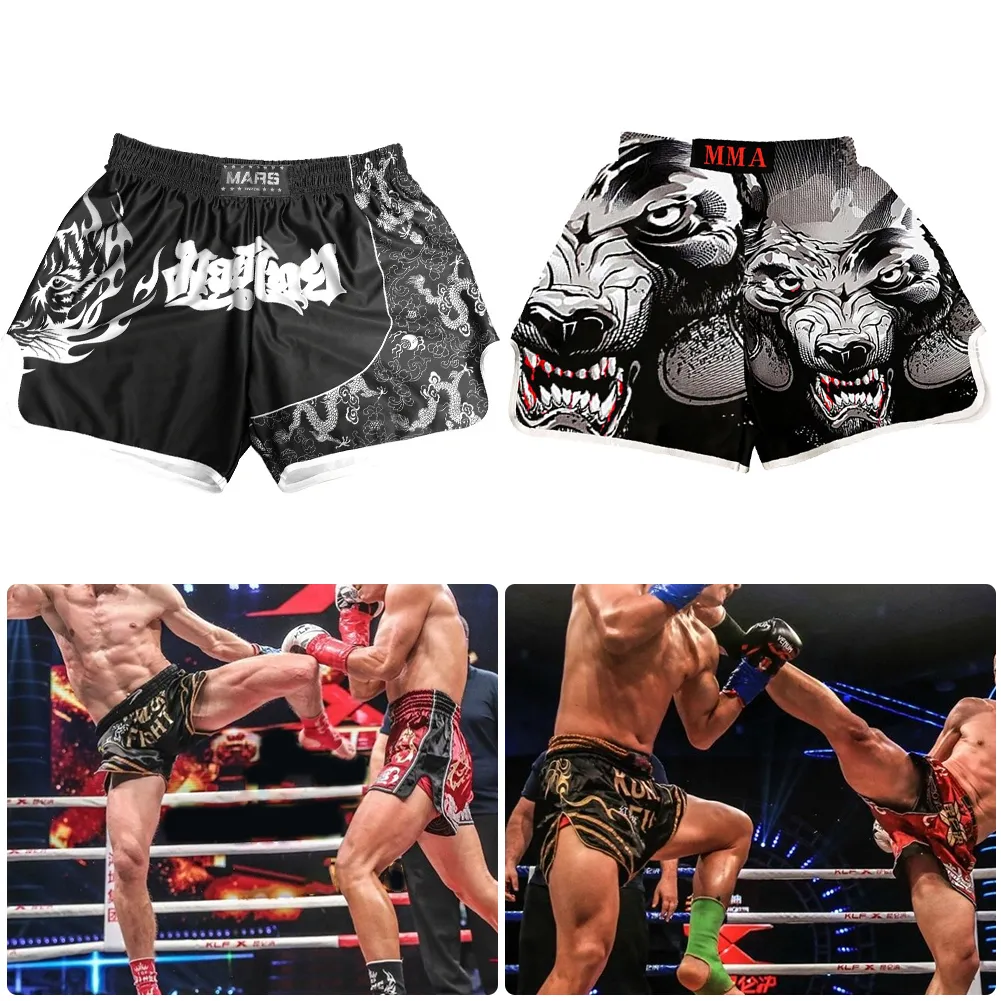 Pantalones cortos de boxeo MMA para hombre y mujer, Shorts de secado rápido  para Kickboxing, Kick Boxing, Bjj, Fitness Grappling Sanda Trunks