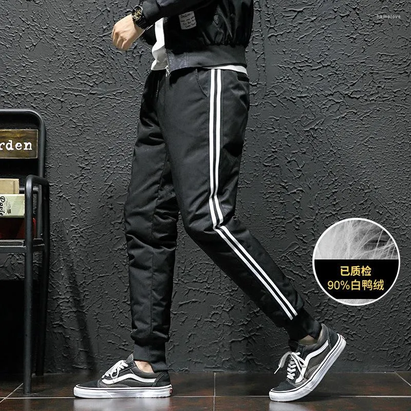 Pantalon d'hiver en duvet pour hommes vêtements d'extérieur style coréen épais chaud mode sport décontracté grande taille Slim Fit marque en plein air