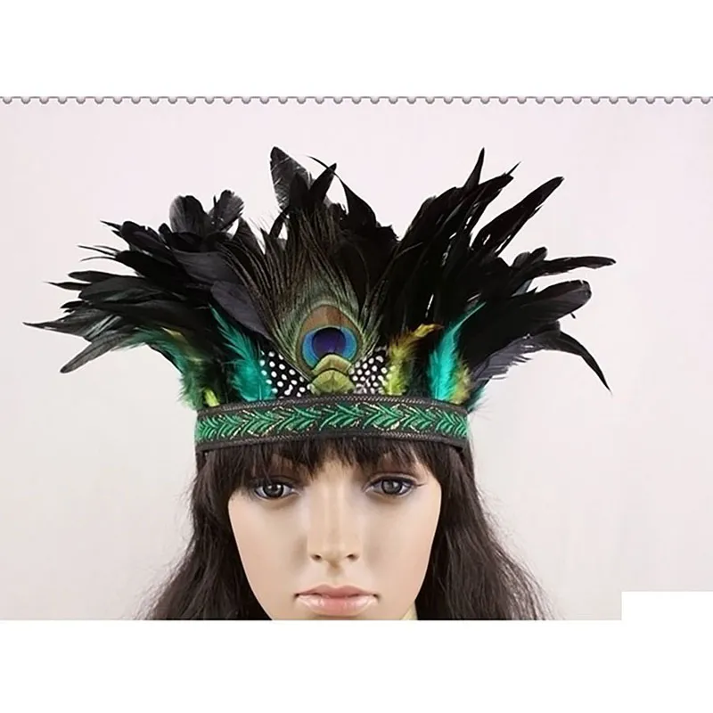 1 pc's kleurrijke carnaval veer originele Indiase hoofdtooi / veren hoofdband / veer haaraccessoires