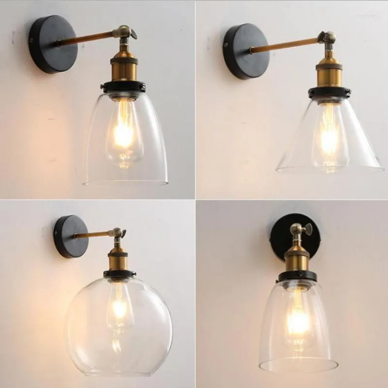 Muurlampen American Loft Bar Lamp Industrial Restaurant Creatief Persoonlijkheid Bedroom Slaapkamer Eenvoudig retro glas LED -licht