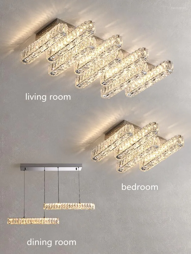 Plafoniere Modern Foyer Luxury 3 Lampadario dimmerabile Luce Lustre K9 Crystal Liner Lampada Illuminazione per interni Decor Apparecchio a LED