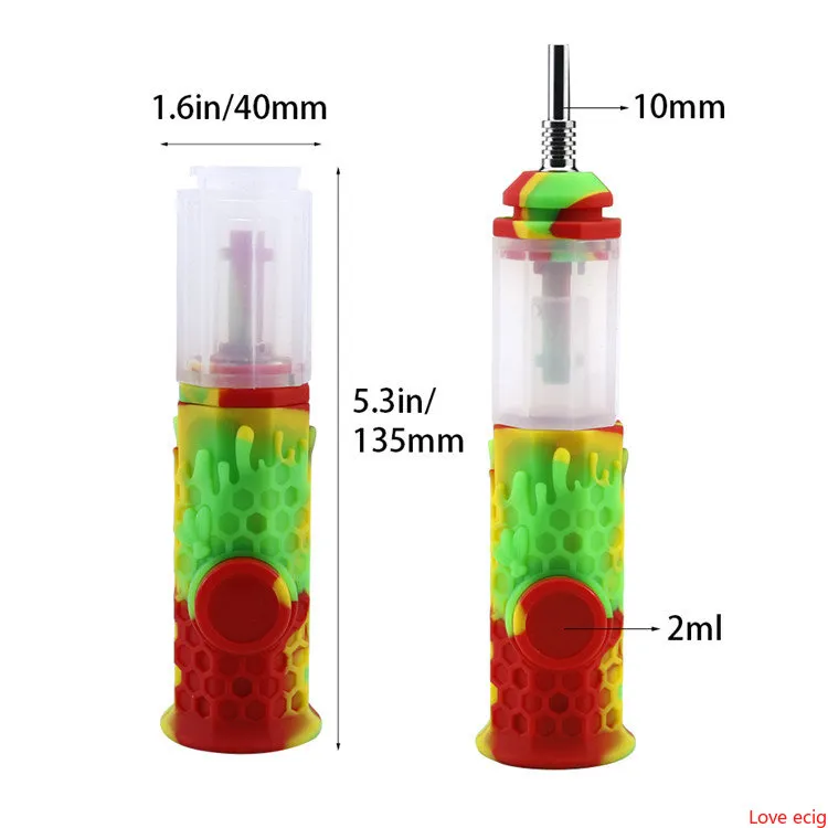 Octagon Silicone Oil Rigs Pipe à eau en verre Bong Dab Dabber Burner avec clous en titane et tige en silicone pour fumer