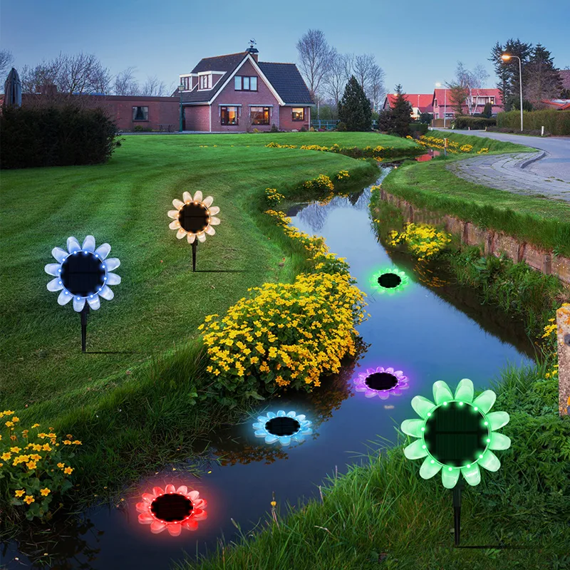 Luci da giardino solare all'aperto acqua mobile decorazioni decorazioni per nuoto stagno impermeabile colorato girasole solare luci telecomando