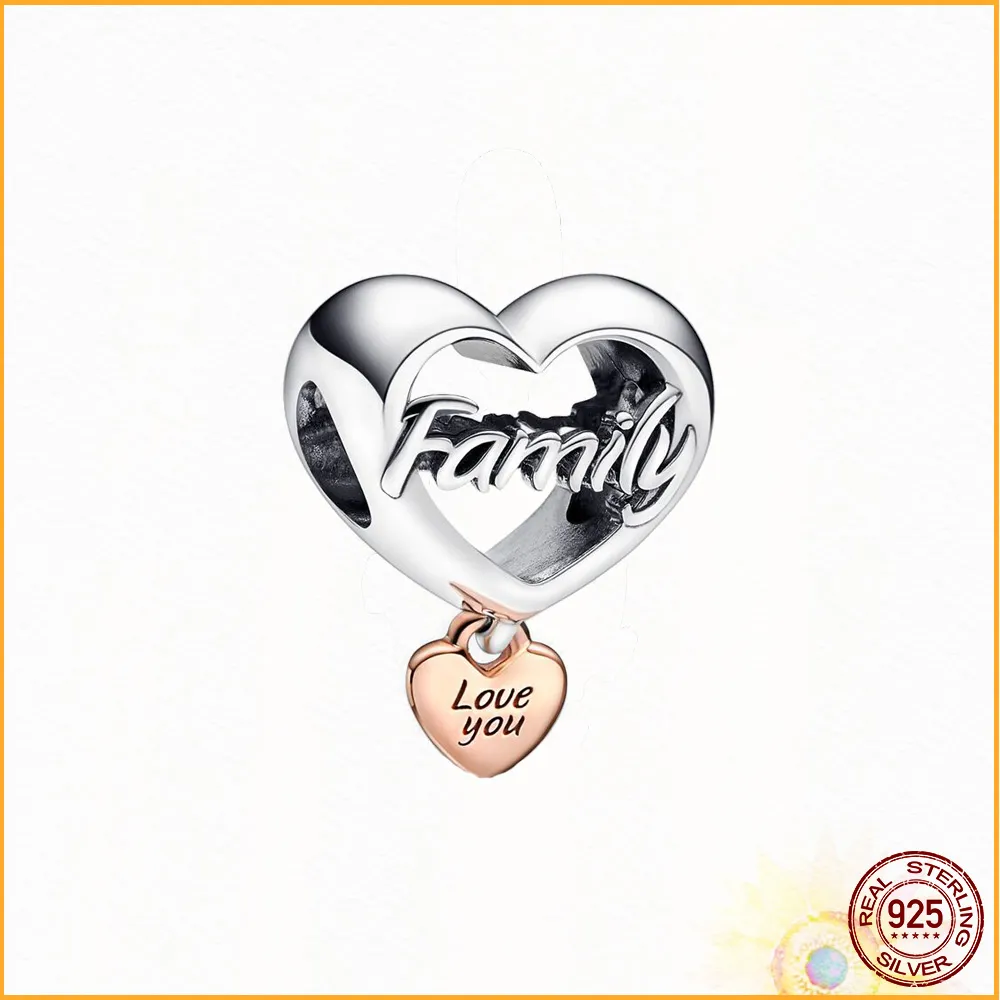 La perle de charme de membres de la famille en argent sterling 925 convient au bracelet Pandora primitif Bijoux pour femmes Cadeau Accessoires de mode Fret en gros gratuit