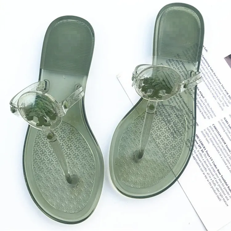 Pantofole da donna Beauty Crystal Clear Women's Flip-flop Flat Fashion Beach Shoes