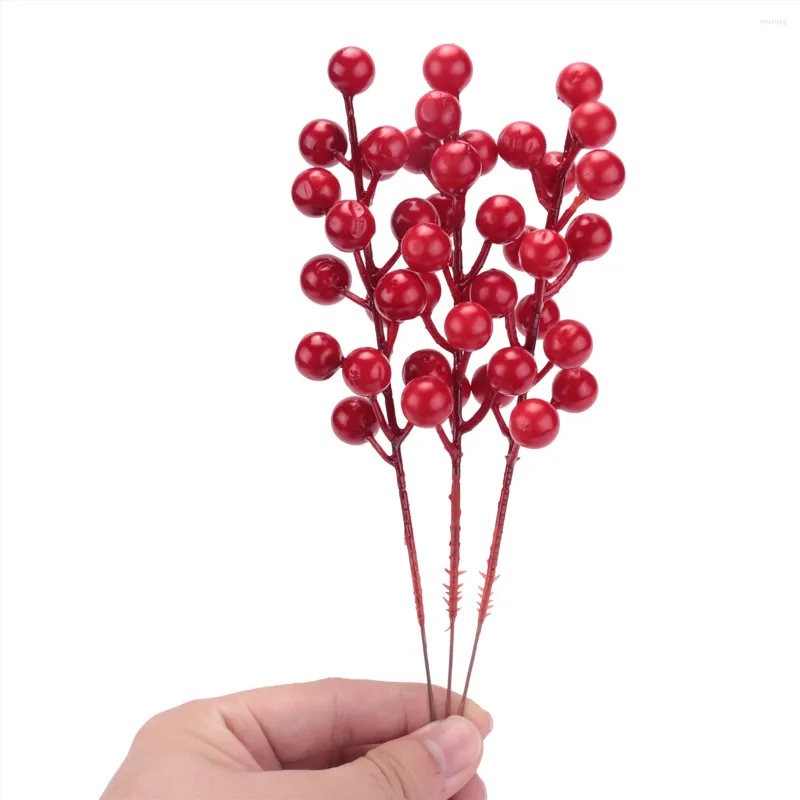 Decorative Flowers 20 Pack 8inch Artificial Christmas Red Berries Stems For Tree Ornaments DIY Xmas Wreath Holiday And Home