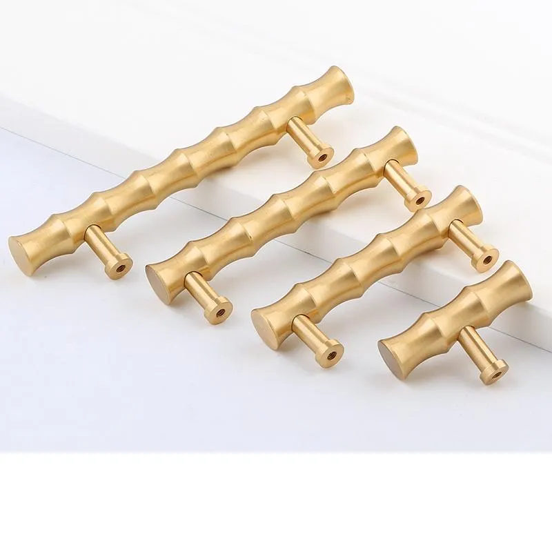 Solid Brass Bamboo Kitchen Cabinet Knobs and Pulls Vintage Furniture Drawer Cupboard Warodrbe Door Pulls Handles Hardware