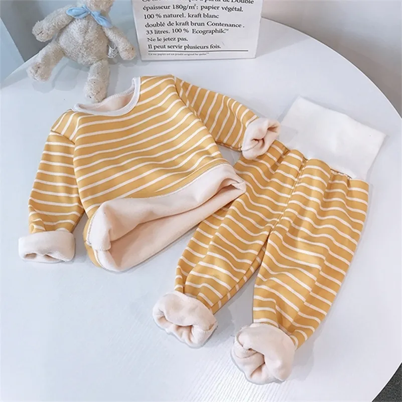 Pyjamas Winter Baby Pyjamas Underwear Set Warm Children's Clothing Set High midje Fall Baby Menswear 230331