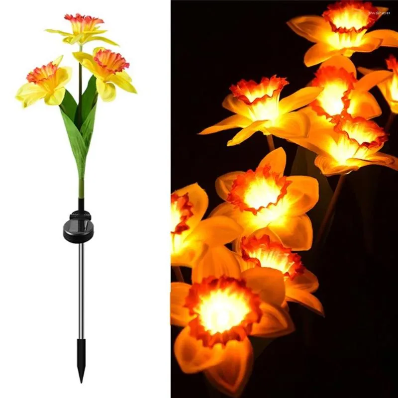 Solar Blumenlampe Outdoor Simulation Narzissen Licht LED Garten Dekoration Hochzeit Urlaub Fee Dekor Rasen Landschaft