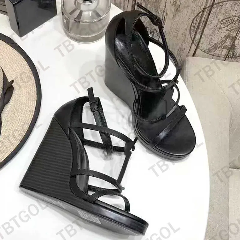 Designer Cassandra Wedge Heel Sandals Black Patent Leather Wedge ...