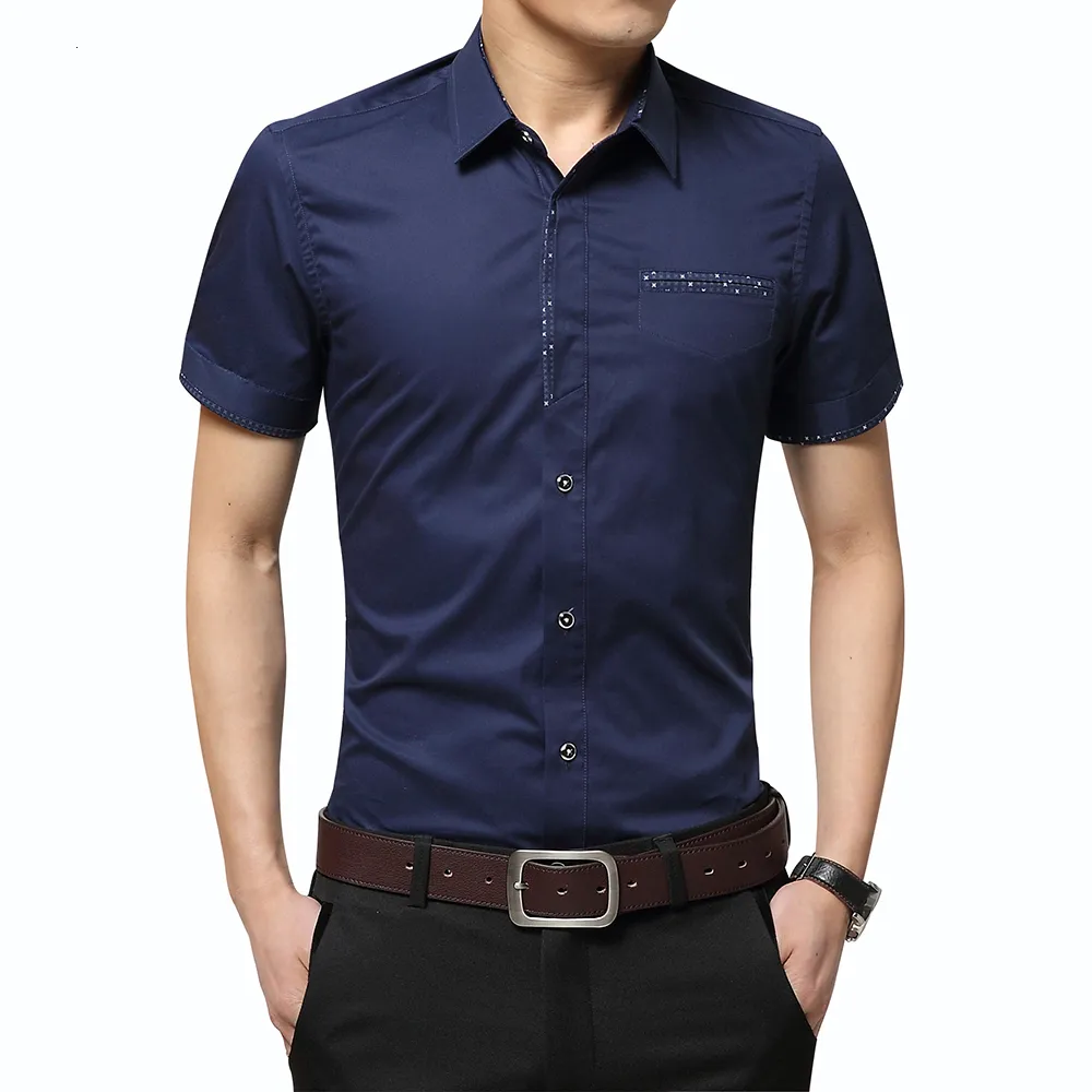 Camisas casuais masculinas Marca de camisa masculina Luxo de luxo de algodão masculino de manga curta Cardigan Cardigan Roupas masculinas 2303331
