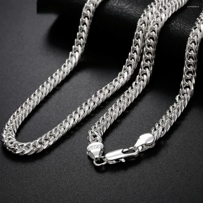 Correntes 925 prata esterlina 20/22/24 polegadas de 6 mm de colar de corrente lateral para mulher de jóias de moda de moda do homem