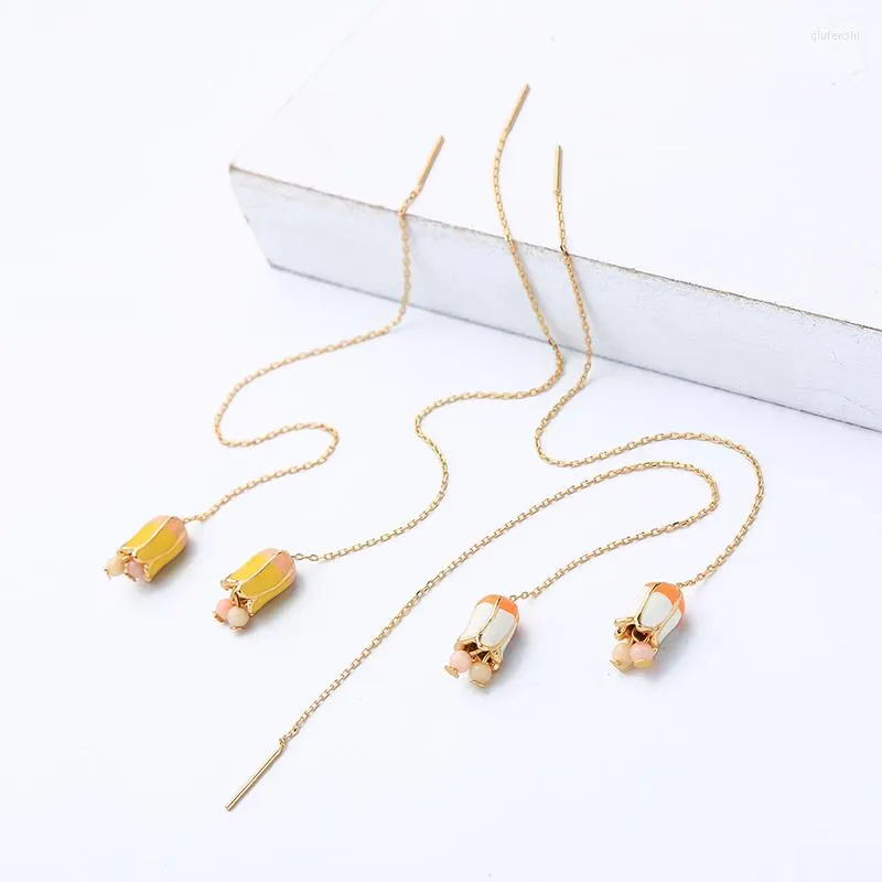 Bengelen oorbellen lelie email acryl kralen hangers drop or thread moderne prachtige zomer voor vrouwen aankomst mode sieraden