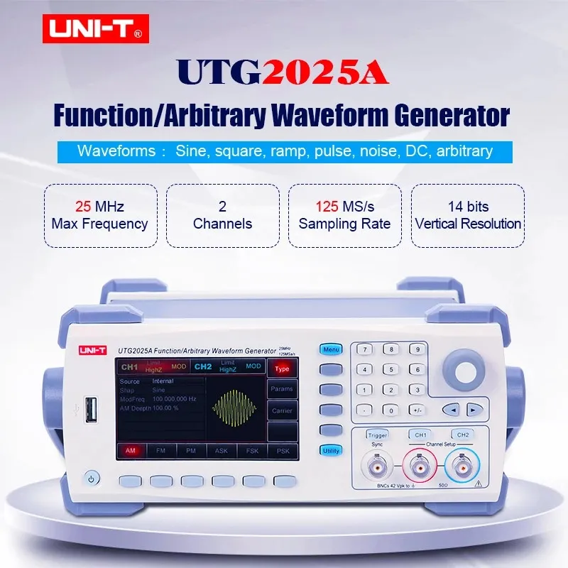 Unit-T Utg2025A Fonction professionnelle/générateur de forme d'onde arbitraire Générateur de signal de mémoire de forme d'onde arbitraire à double canal 25 Mhz