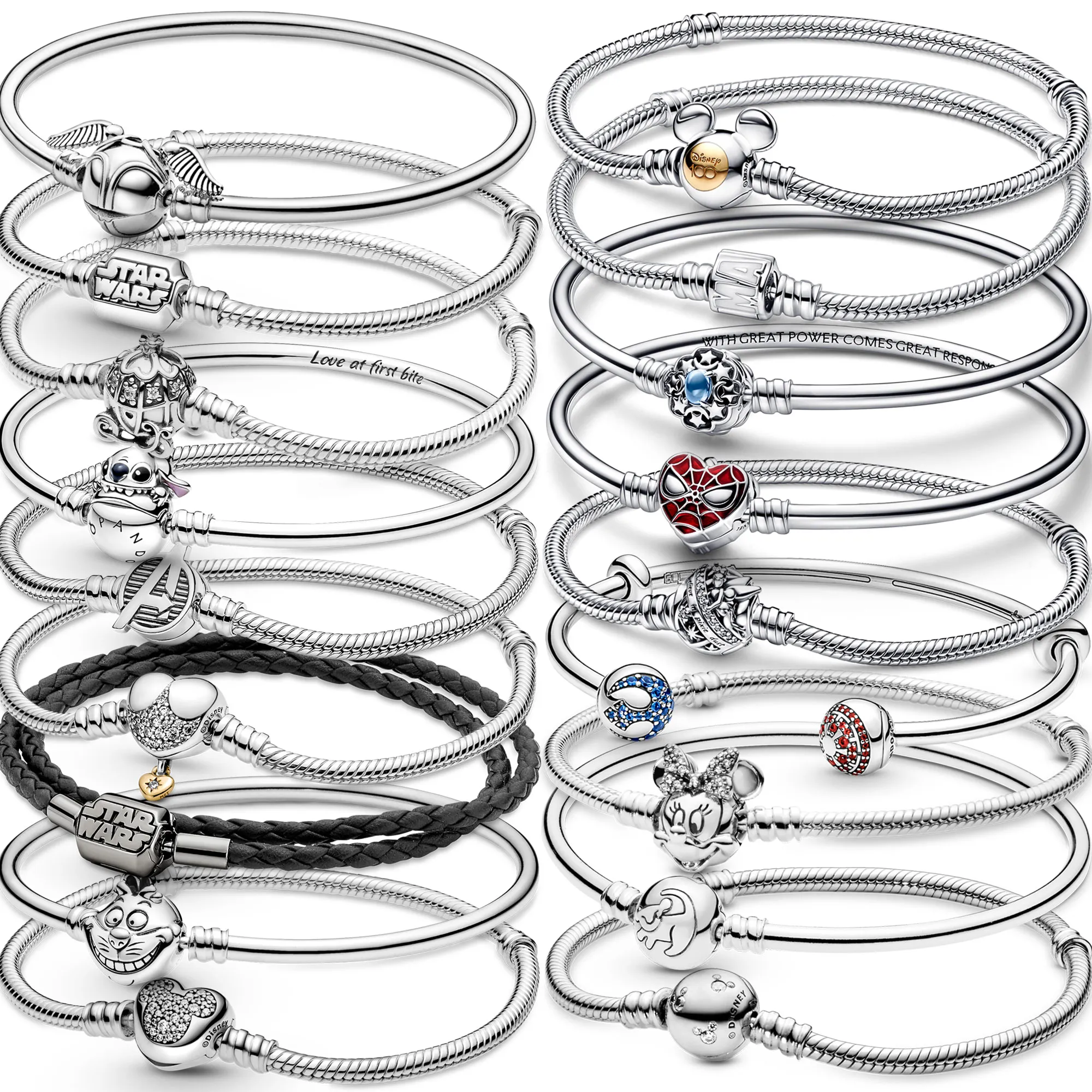 La nueva y popular pulsera Pandora de plata esterlina 925 es adecuada para la producción de joyería femenina clásica, accesorios de moda, carga al por mayor gratuita