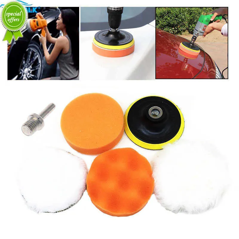 NIEUW 6PCS 3/4/5/6/7 inch Polijstkit Polijstkussen Auto Waxing Sponge schijf Wool Wheel Auto Paint Care Poets Polslisrijders CAR GADGET