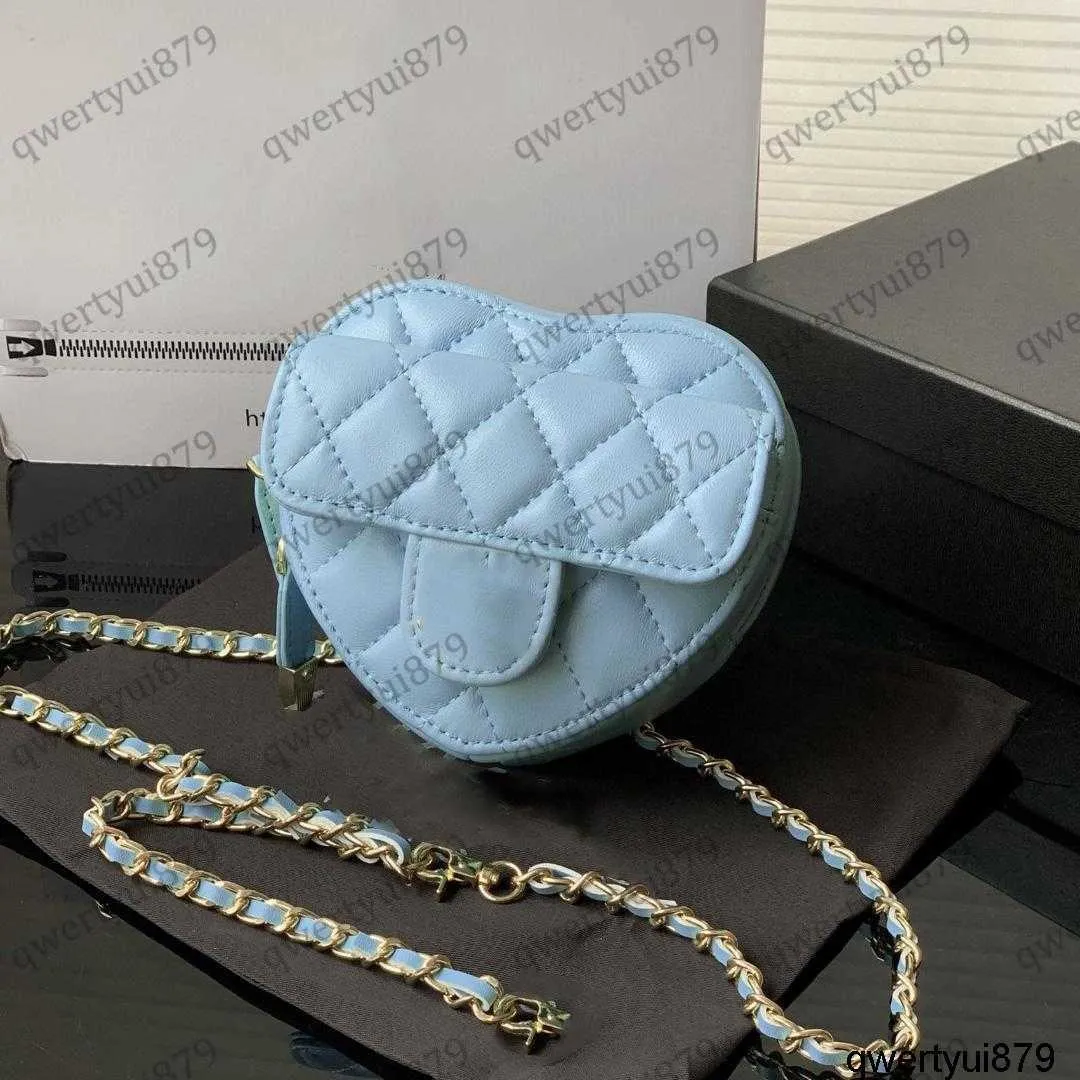 Mini Heart Lover Style Lambskin Waist Bust Crossbody Bags Gold Metal Hardware Chain Vanity Cosmetic Designer Coin Purse Handbags With a mirror 0331/23