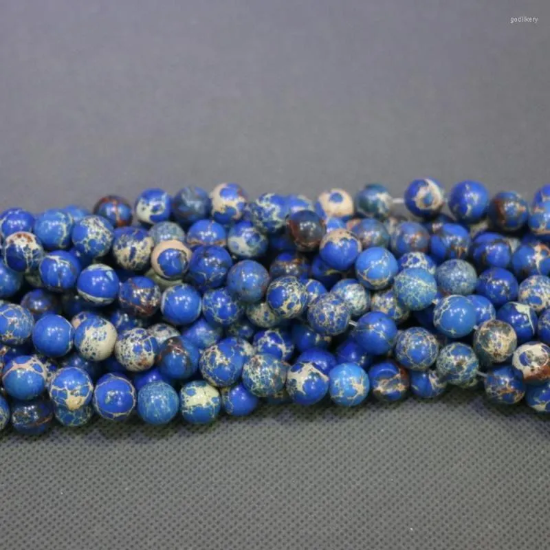 Tour de cou bleu royal empereur impérial collier en pierre tranche de sédiment perles en vrac foré dalle femmes accessoires de mode fabrication de bijoux