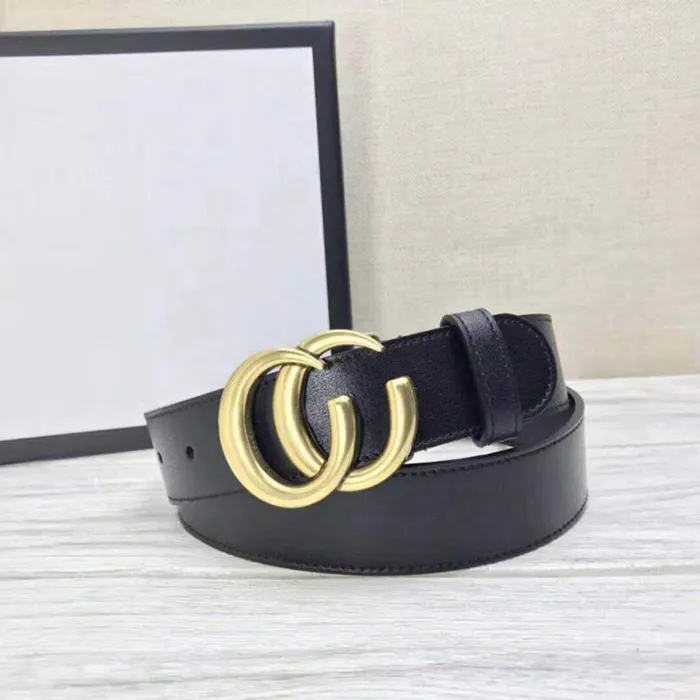 Designer Belt Luxury Womens Mens Belts Fashion Classical Bronze BiG Smooth Buckle Real Leather Strap 3.4cm 3.8cm Black Color