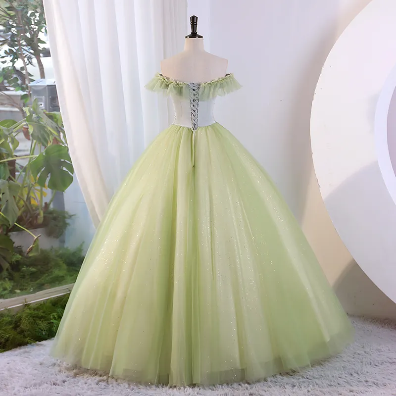 Womens light green ruffle collar sequined princess vintage theme costume  Medieval Renaissance ball gown with short sleeves veil blend fabric from  Dhgate Theme Costume - price 150.26