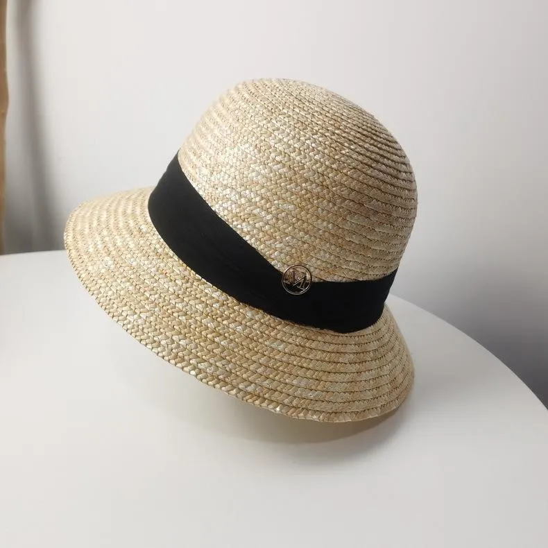 Chapeaux à large bord été chapeau de paille femme bassin naturel respirant écran solaire tissé à la main parasol